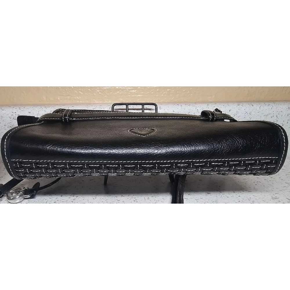 Brighton Clancy Woven Leather Shoulder Bag Black New With Tags